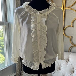 Joie Cream Ruffle Front Blouse